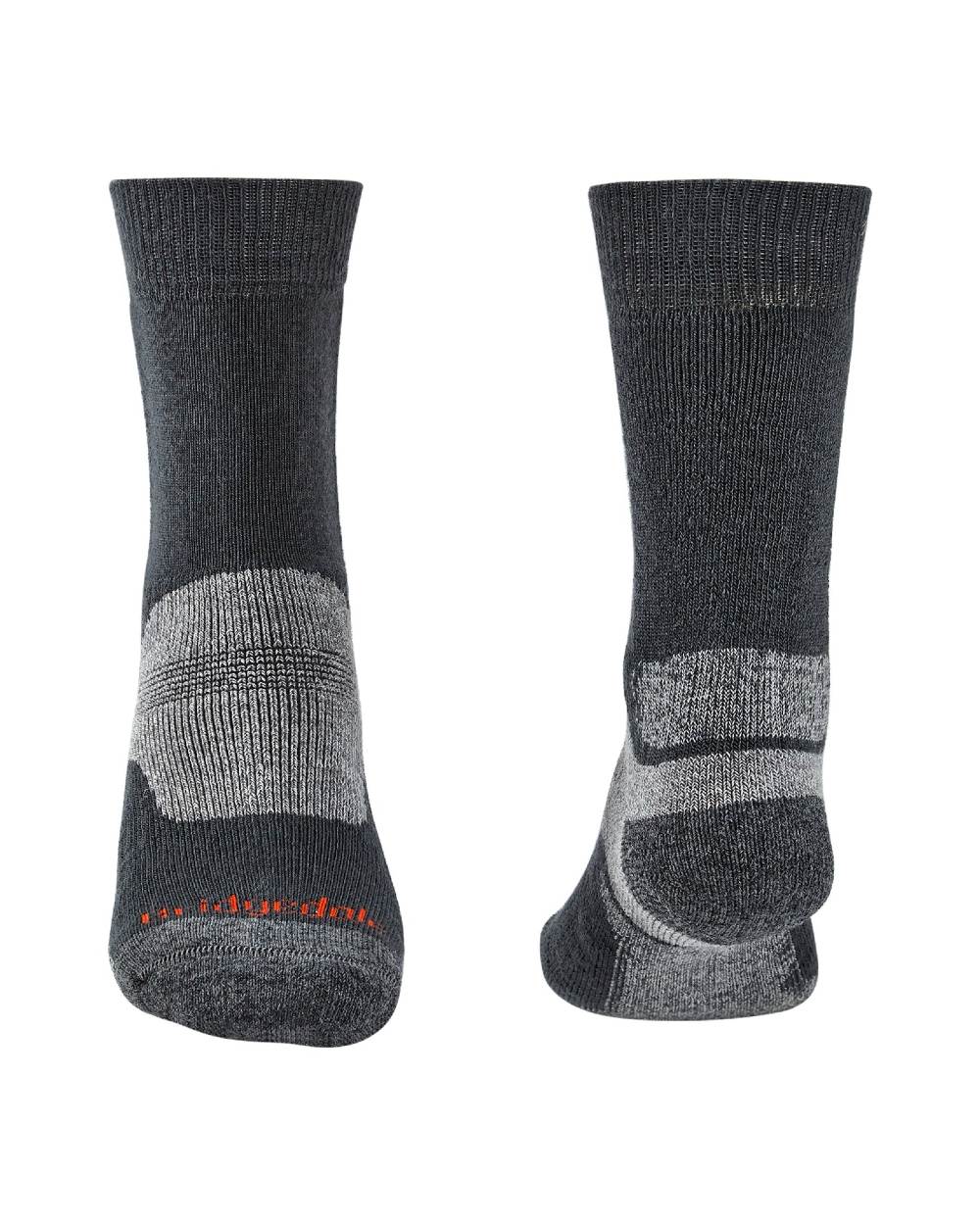 Gunmetal coloured Bridgedale Hike Midweight Merino Performance Socks on white background 