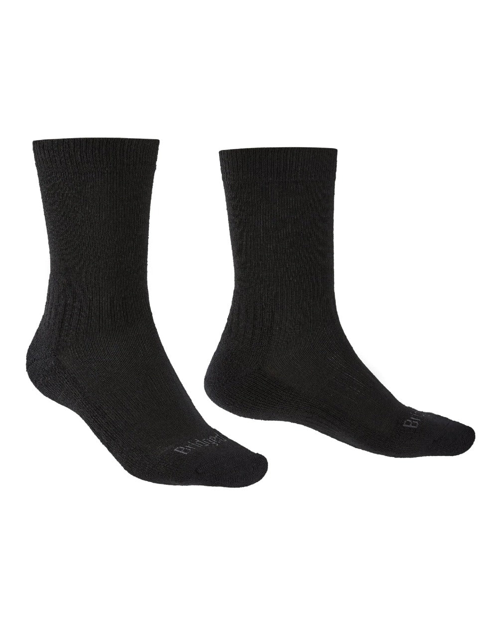 Black coloured Bridgedale Lightweight Merino Performance Boot Socks on white background 