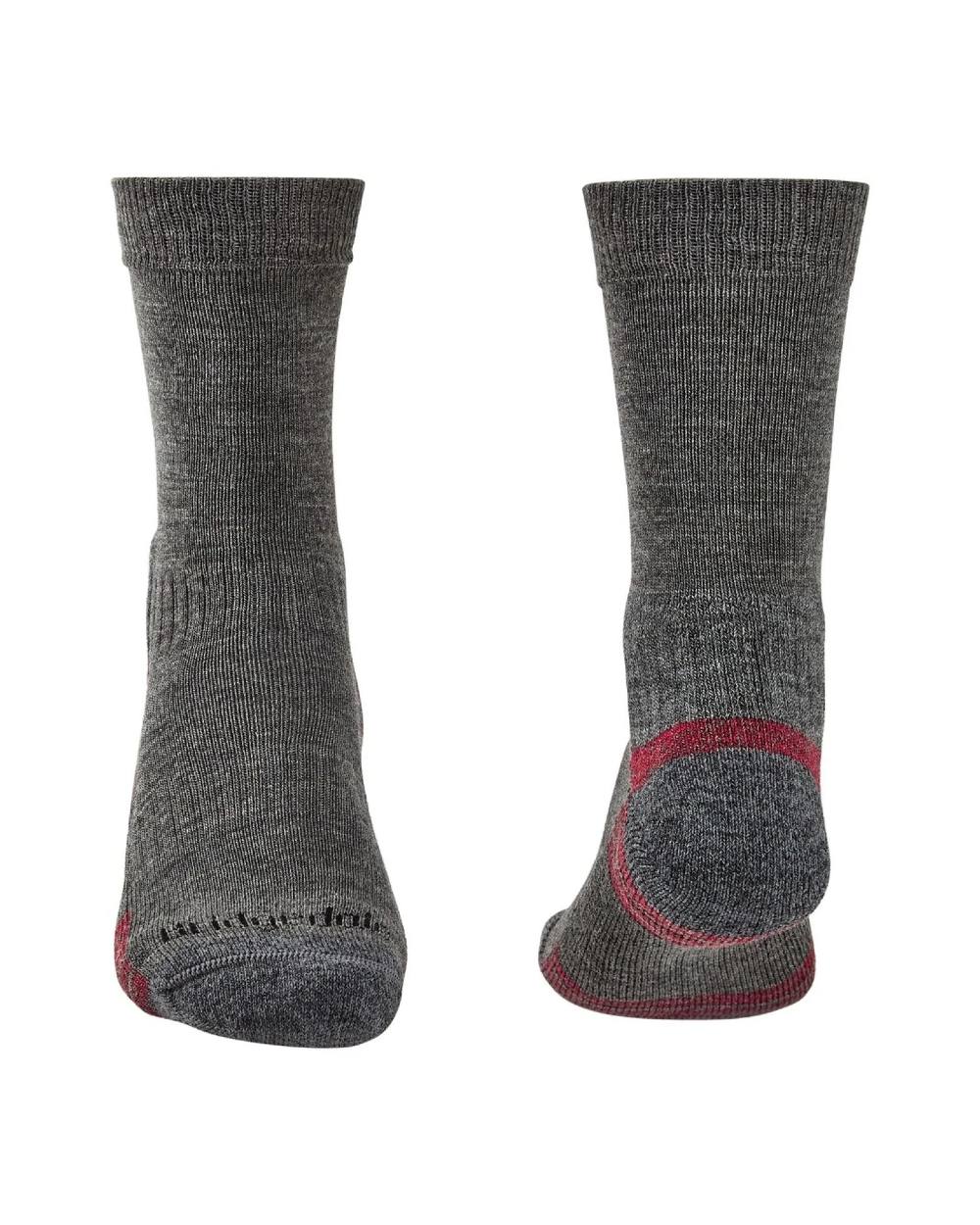 Grey Heather coloured Bridgedale Lightweight Merino Performance Boot Socks on white background 