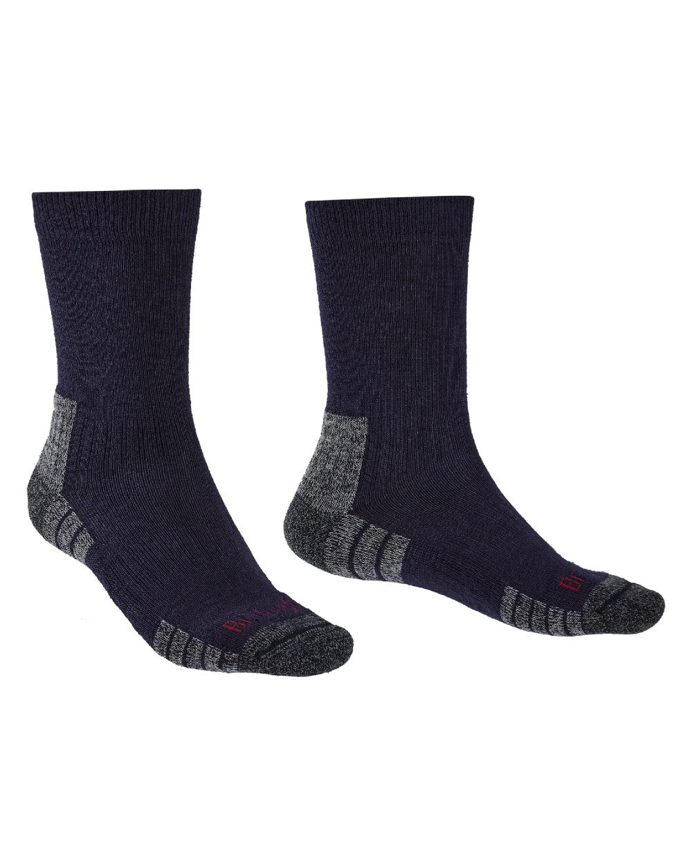 Navy/Grey coloured Bridgedale Lightweight Merino Performance Boot Socks on white background 