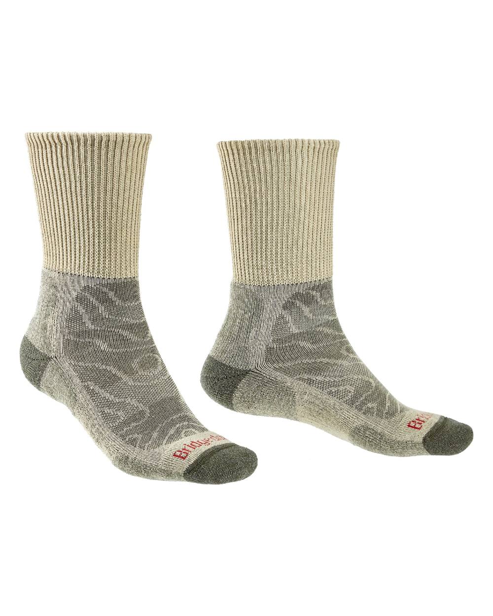 Natural coloured Bridgedale Mens Lightweight Merino Comfort Socks on a white background 