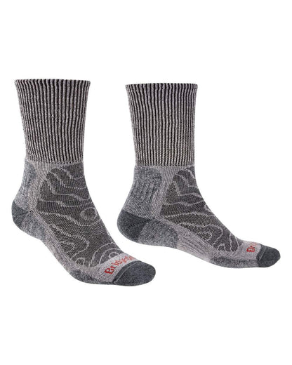 Grey coloured Bridgedale Mens Lightweight Merino Comfort Socks on a white background 