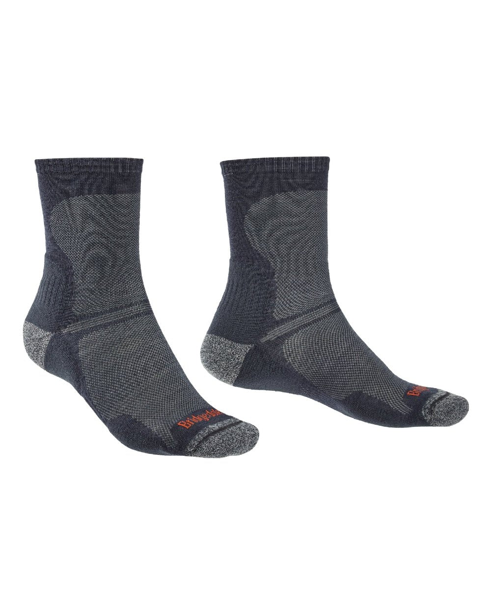 Navy coloured Bridgedale Ultra Light Merino Performance Crew Socks on white background 