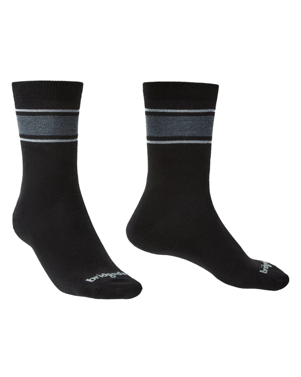 Black/Light Grey coloured Bridgedale Ultra Light Merino Performance Socks on white background 