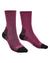 Front of Berry coloured Bridgedale Womens Lightweight Merino Performance Socks on white background #colour_berry