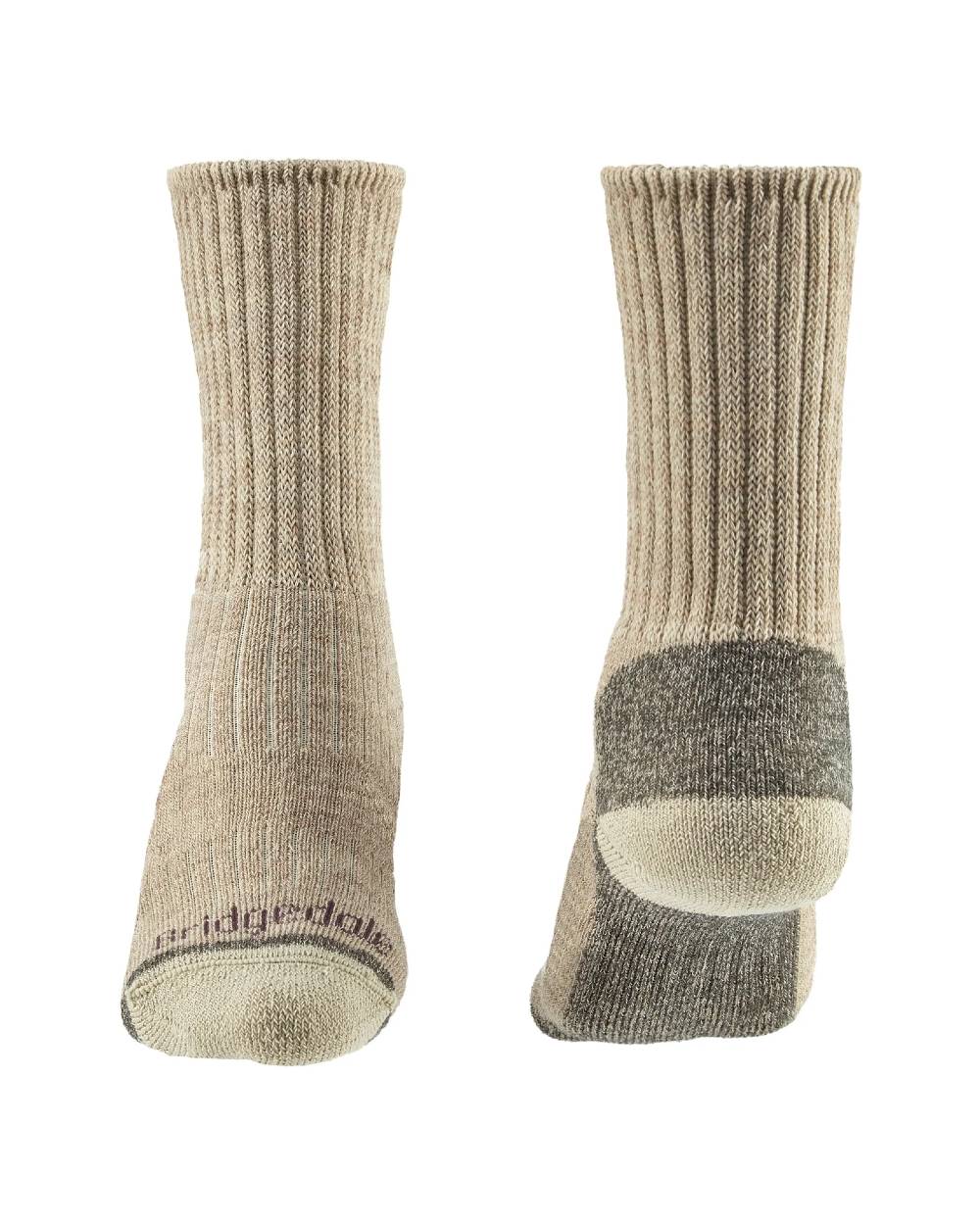 Natural coloured Bridgedale Womens Midweight Merino Comfort Boot Socks on white background 