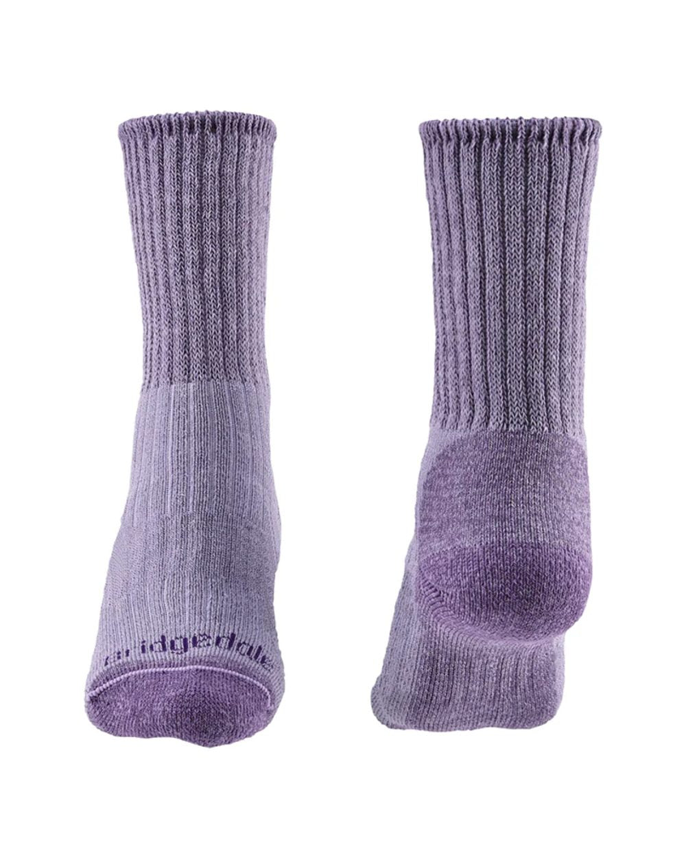 Violet coloured Bridgedale Womens Midweight Merino Comfort Boot Socks on white background 