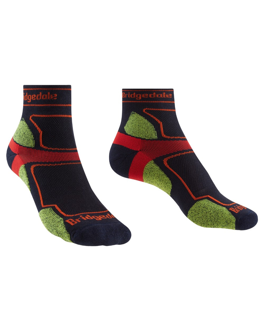 Navy coloured Bridgedale Mens Trail Run Ultralight T2 Coolmax Sport Socks on white background 
