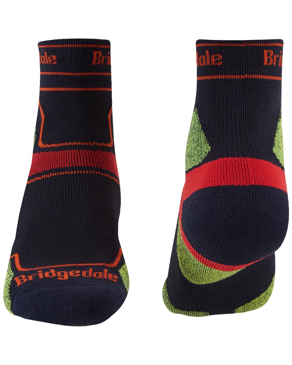 Navy coloured Bridgedale Mens Trail Run Ultralight T2 Coolmax Sport Socks on white background 