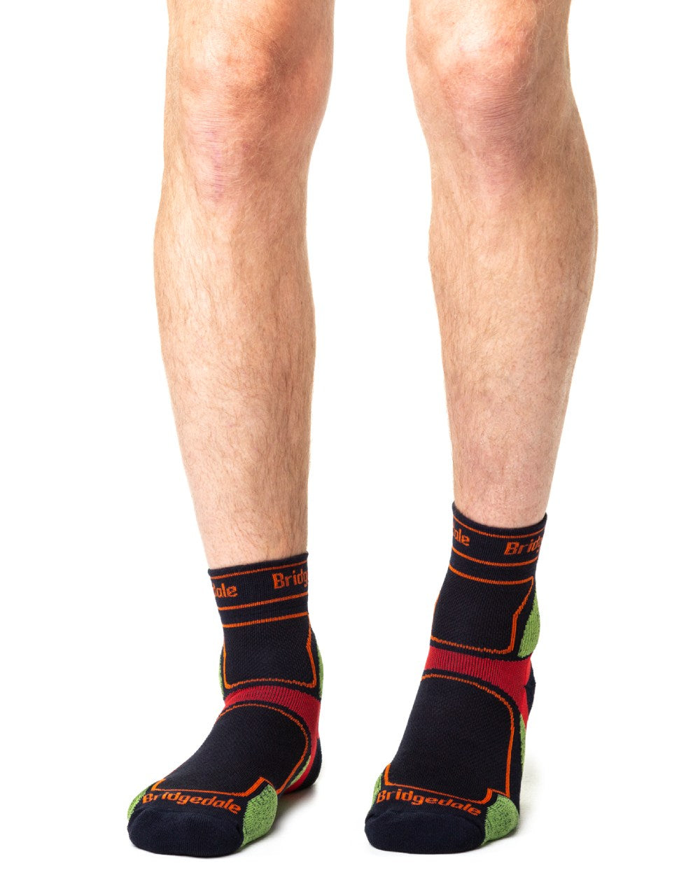 Navy coloured Bridgedale Mens Trail Run Ultralight T2 Coolmax Sport Socks on white background 