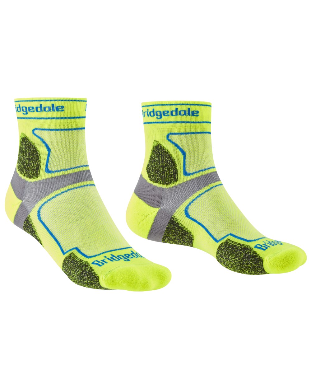 Yellow coloured Bridgedale Mens Trail Run Ultralight T2 Coolmax Sport Socks on white background 