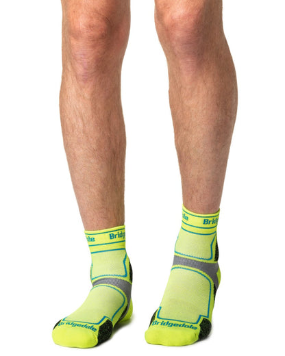 Yellow coloured Bridgedale Mens Trail Run Ultralight T2 Coolmax Sport Socks on white background 