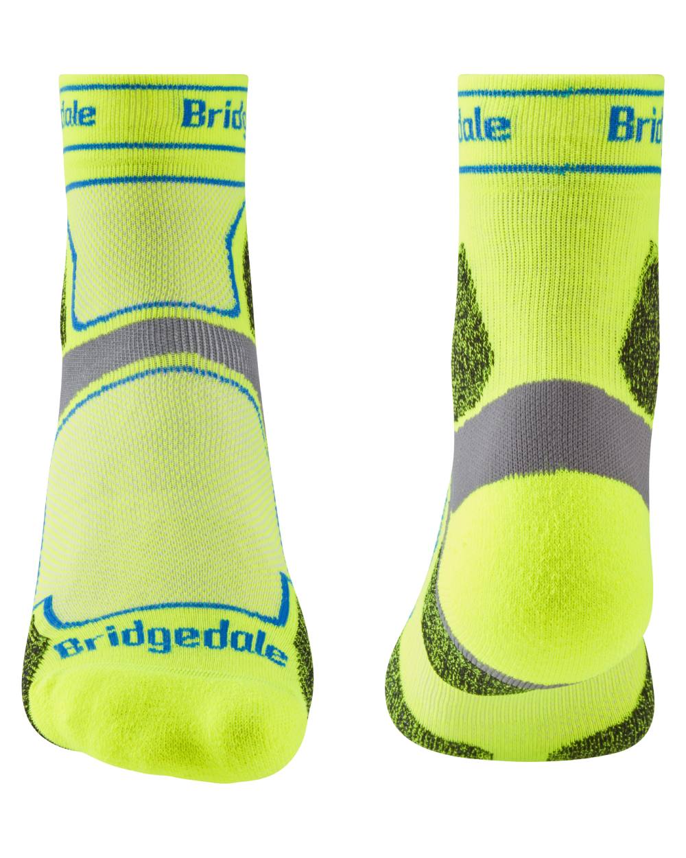Yellow coloured Bridgedale Mens Trail Run Ultralight T2 Coolmax Sport Socks on white background 