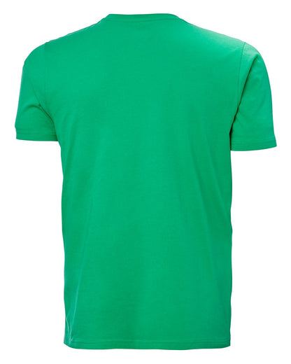 Bright Green Helly Hansen Mens Logo T-Shirt On A White Background 