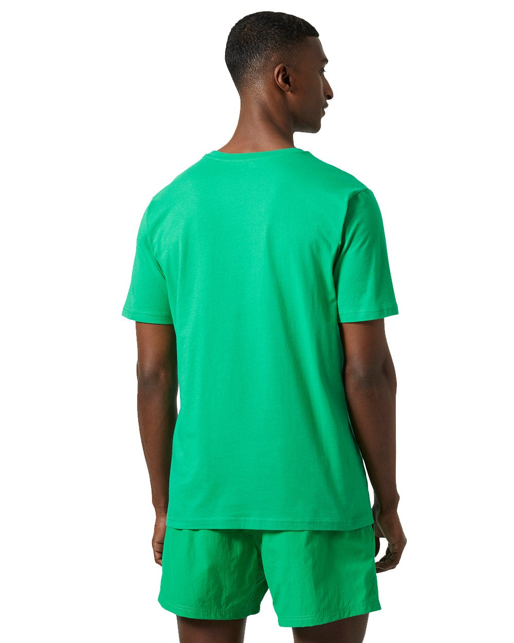 Bright Green Helly Hansen Mens Logo T-Shirt On A White Background 