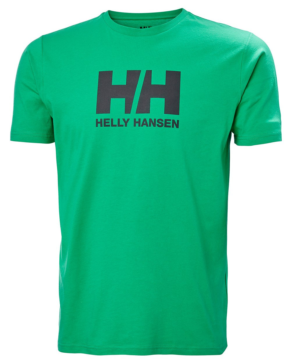 Bright Green Helly Hansen Mens Logo T-Shirt On A White Background 