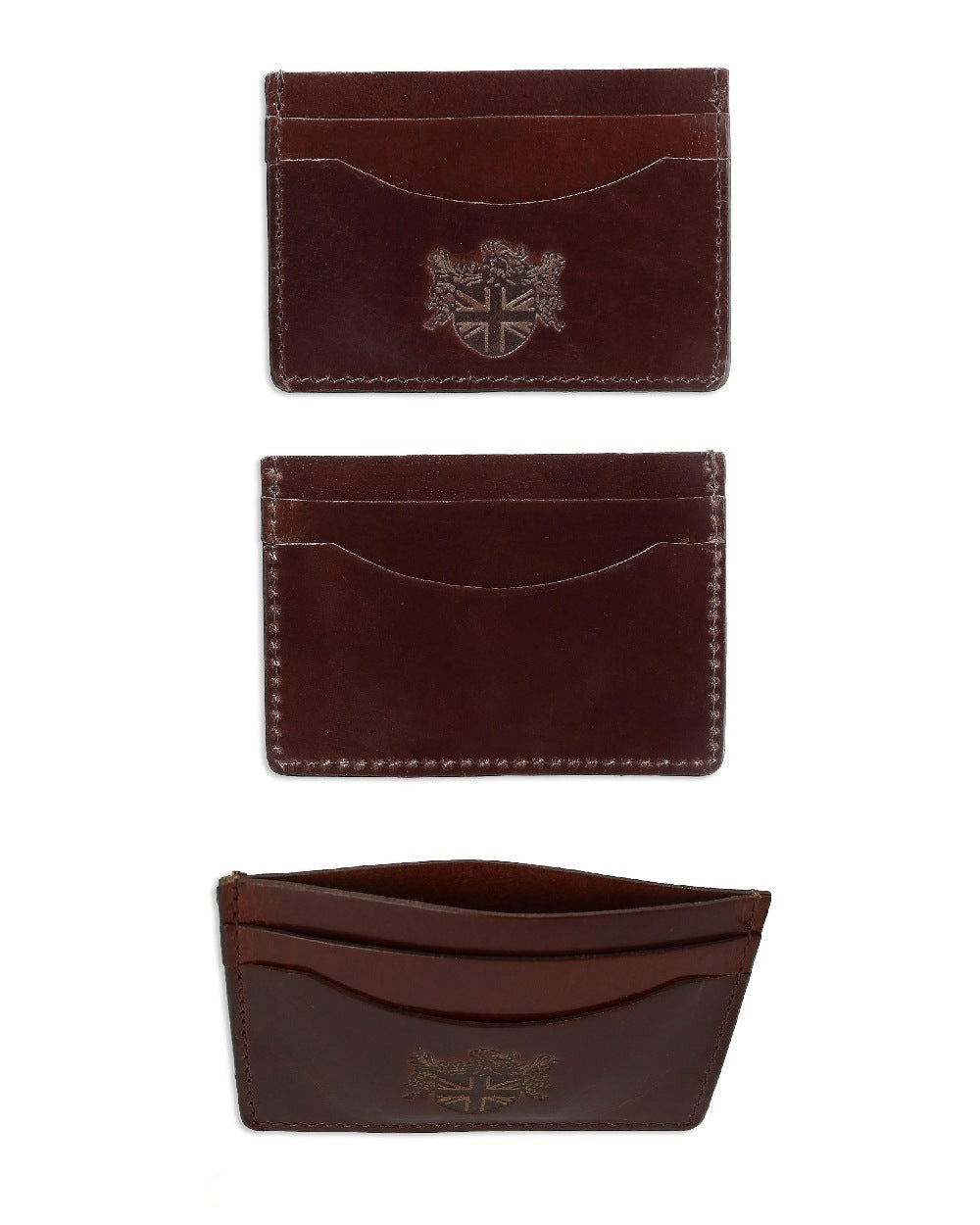British Bag Co. Glossy Leather Card Holder in Brown 