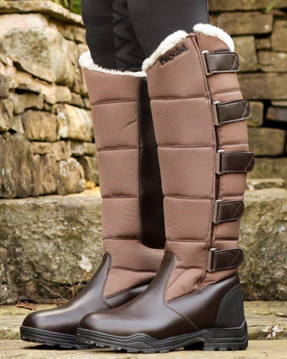 Brown coloured Brogini Kendal Sub-Zero Snow Boot on outdoor background 
