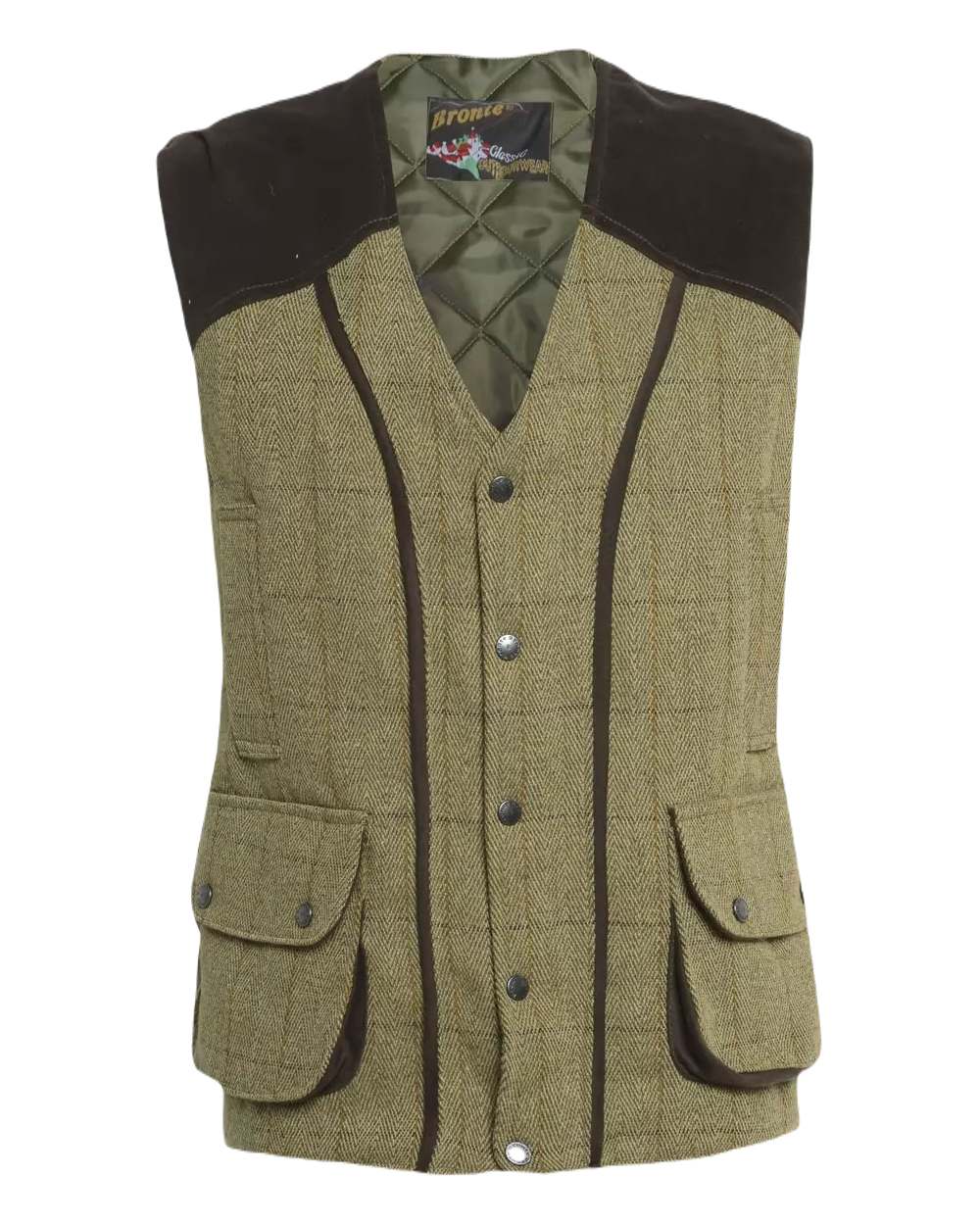 Light Tweed With Check Bronte Derby Tweed Field Waistcoat on white background 