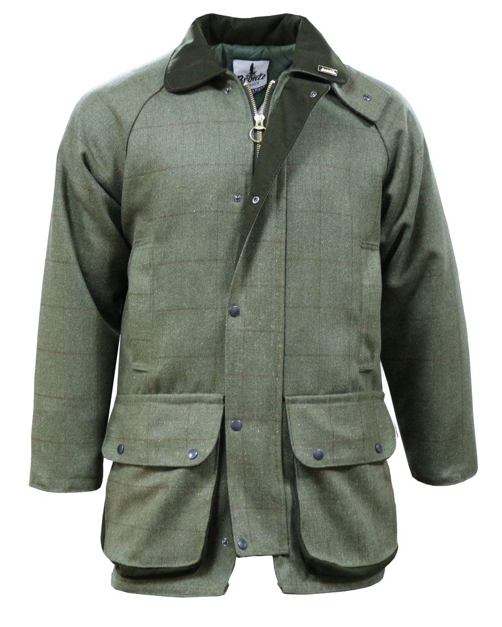 Country Green coloured Bronte Derby Tweed Shooting Jacketon white background 