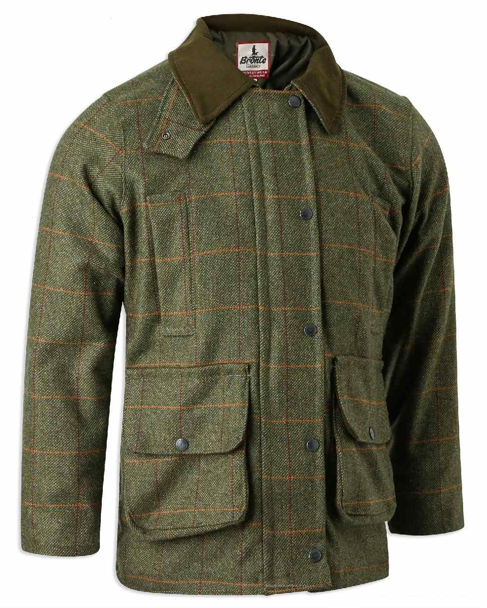 Dark Green coloured Bronte Ladies Crompton Tweed Field Coat on white background 