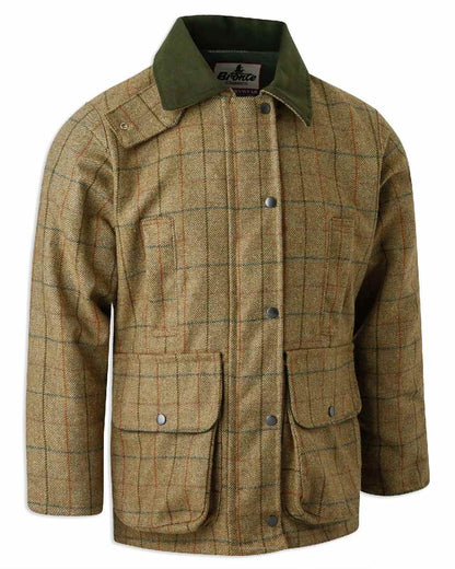 Light Green coloured Bronte Ladies Crompton Tweed Field Coat on white background 