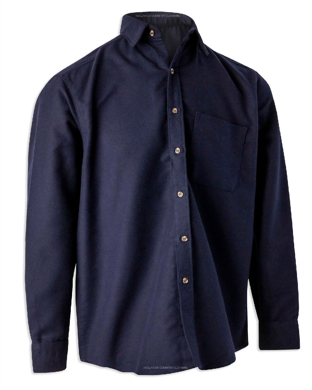 Navy coloured Bronte Moleskin Shirt on white background 