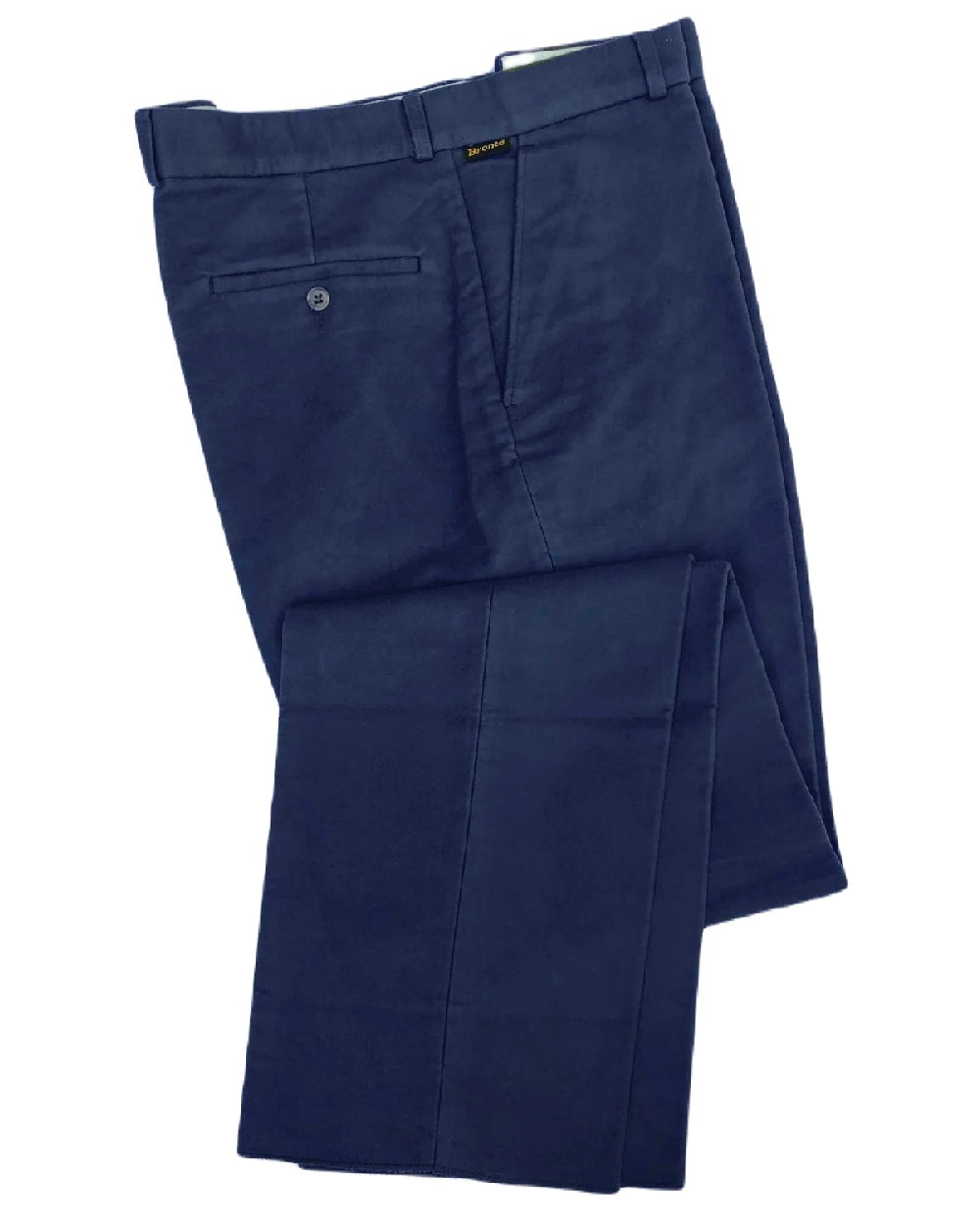 Navy coloured Bronte Moleskin Trousers on white background 