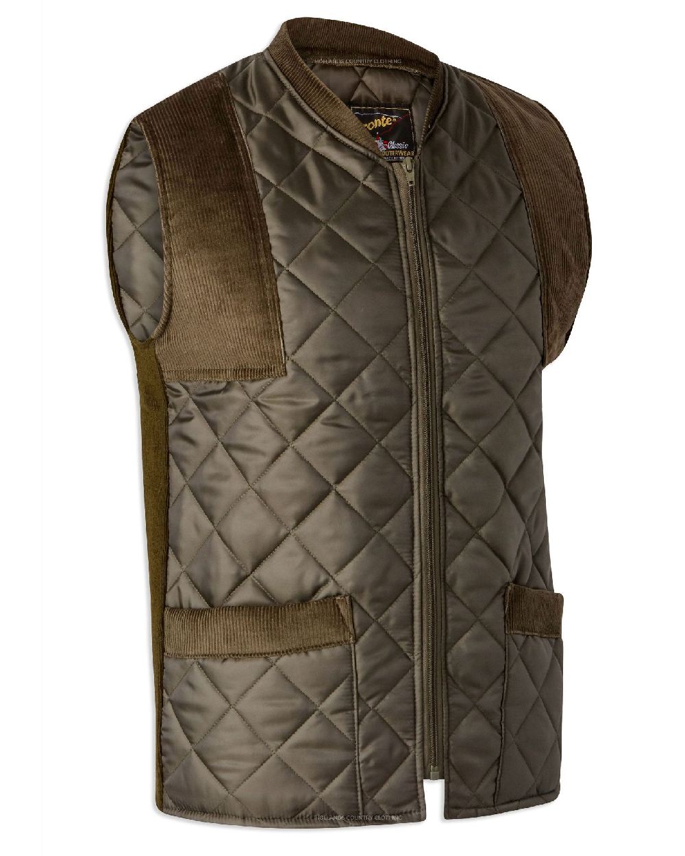 Green coloured Bronte Quilted Bodywarmer on white background 