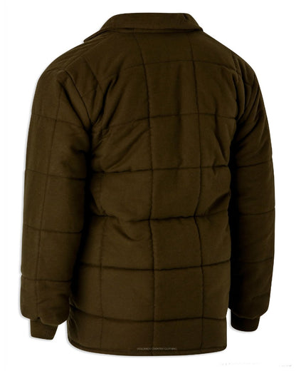 Green coloured Bronte Quilted Moleskin Jacket on white background 