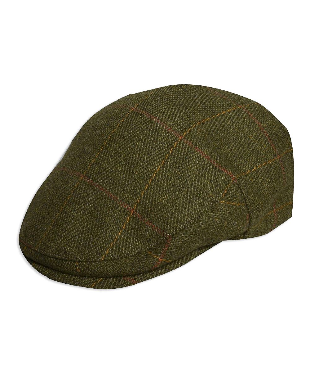 Dark Tweed Bronte Strathanan Derby Tweed Flat Cap on white background 