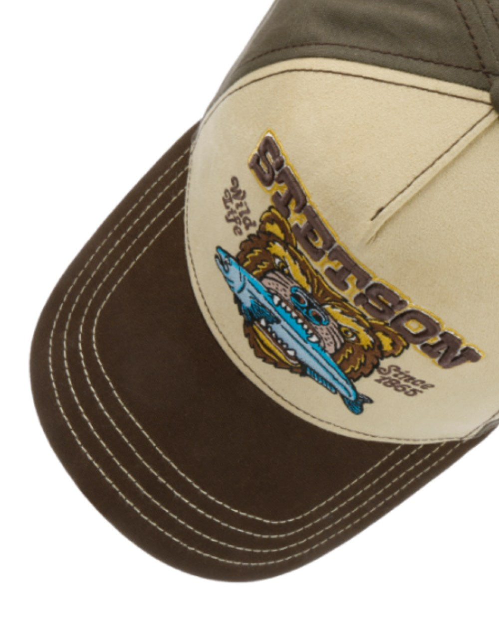 Brown/Sand coloured Stetson Wild Life Trucker Cap on White background 