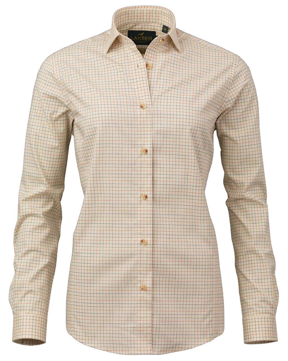 Brownie/Burnt Orange/Cornflower Coloured Laksen Mia Sporting Stretch Shirt On A White Background