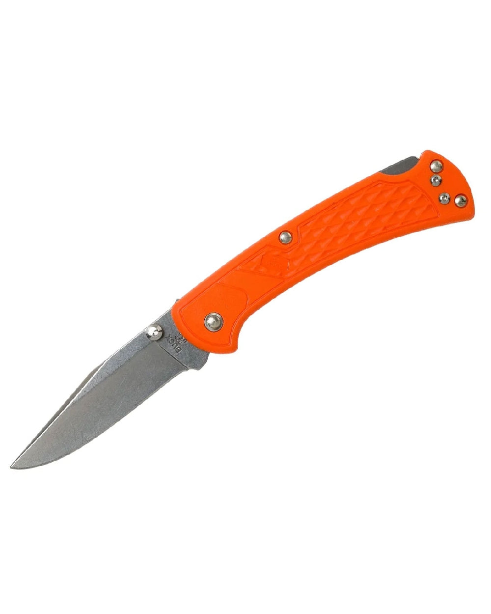 Orange coloured Buck Ranger Slim Select Knife on white background 