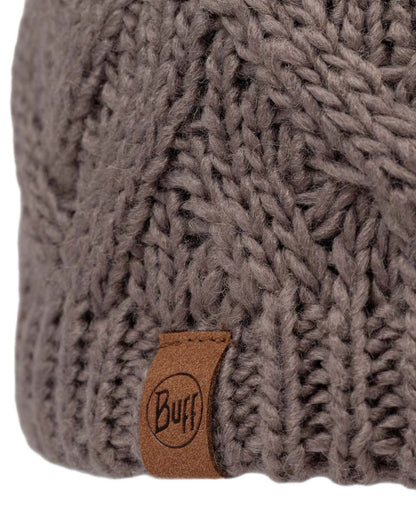 Cobblestone Coloured Buff Caryn Knitted And Fleece Band Beanie on white background 