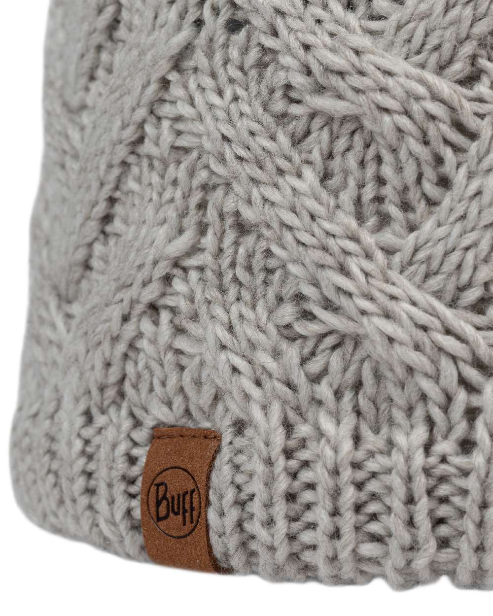 Ecru Coloured Buff Caryn Knitted And Fleece Band Beanie on white background 