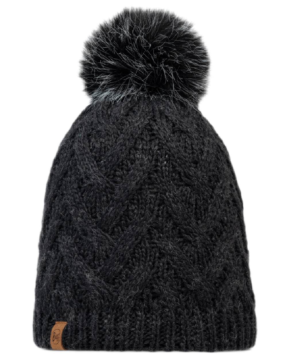 Graphite Coloured Buff Caryn Knitted And Fleece Band Beanie on white background 