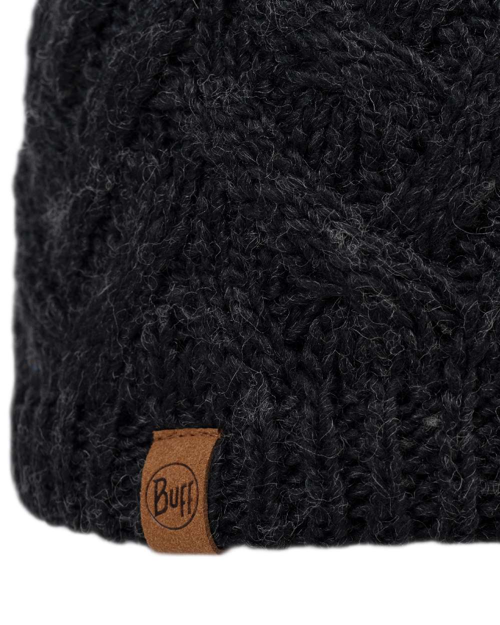Graphite Coloured Buff Caryn Knitted And Fleece Band Beanie on white background 