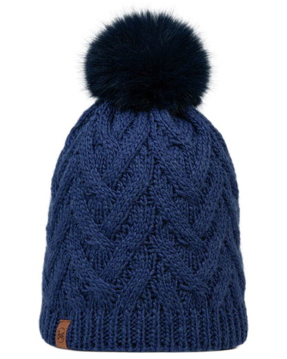 Midnight Coloured Buff Caryn Knitted And Fleece Band Beanie on white background 