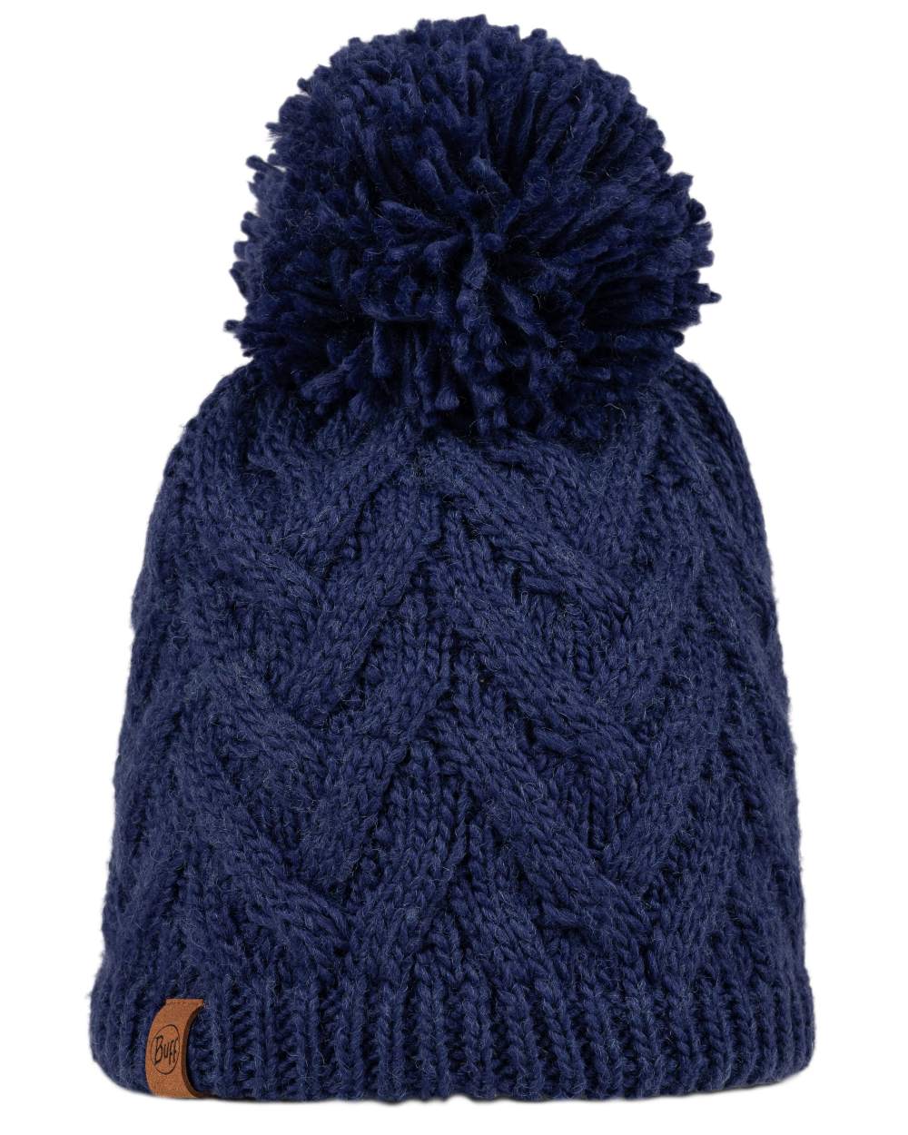Midnight Coloured Buff Caryn Knitted Fleece Beanie on white background 