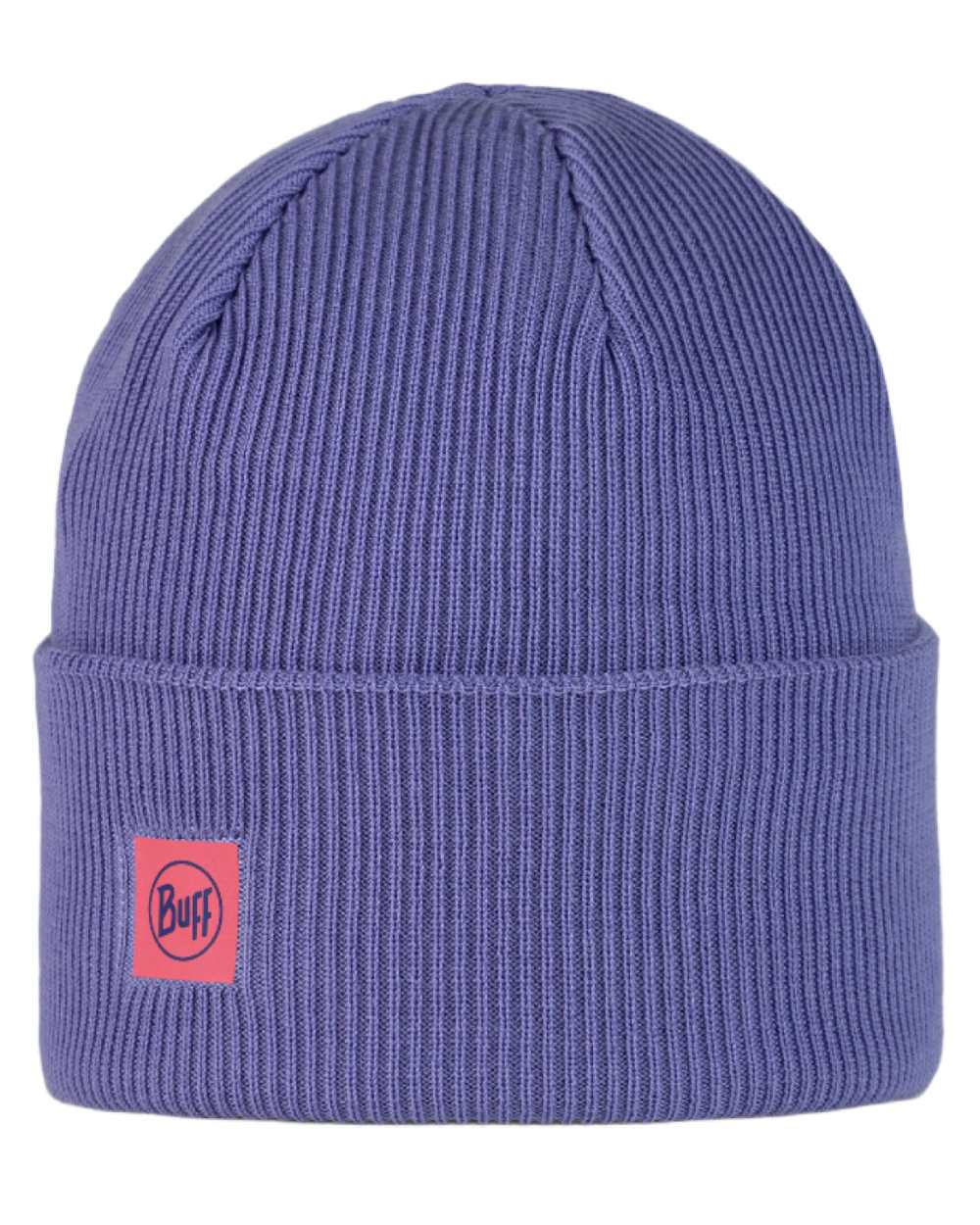 Iris Coloured Buff CrossKnit Beanie on white background 