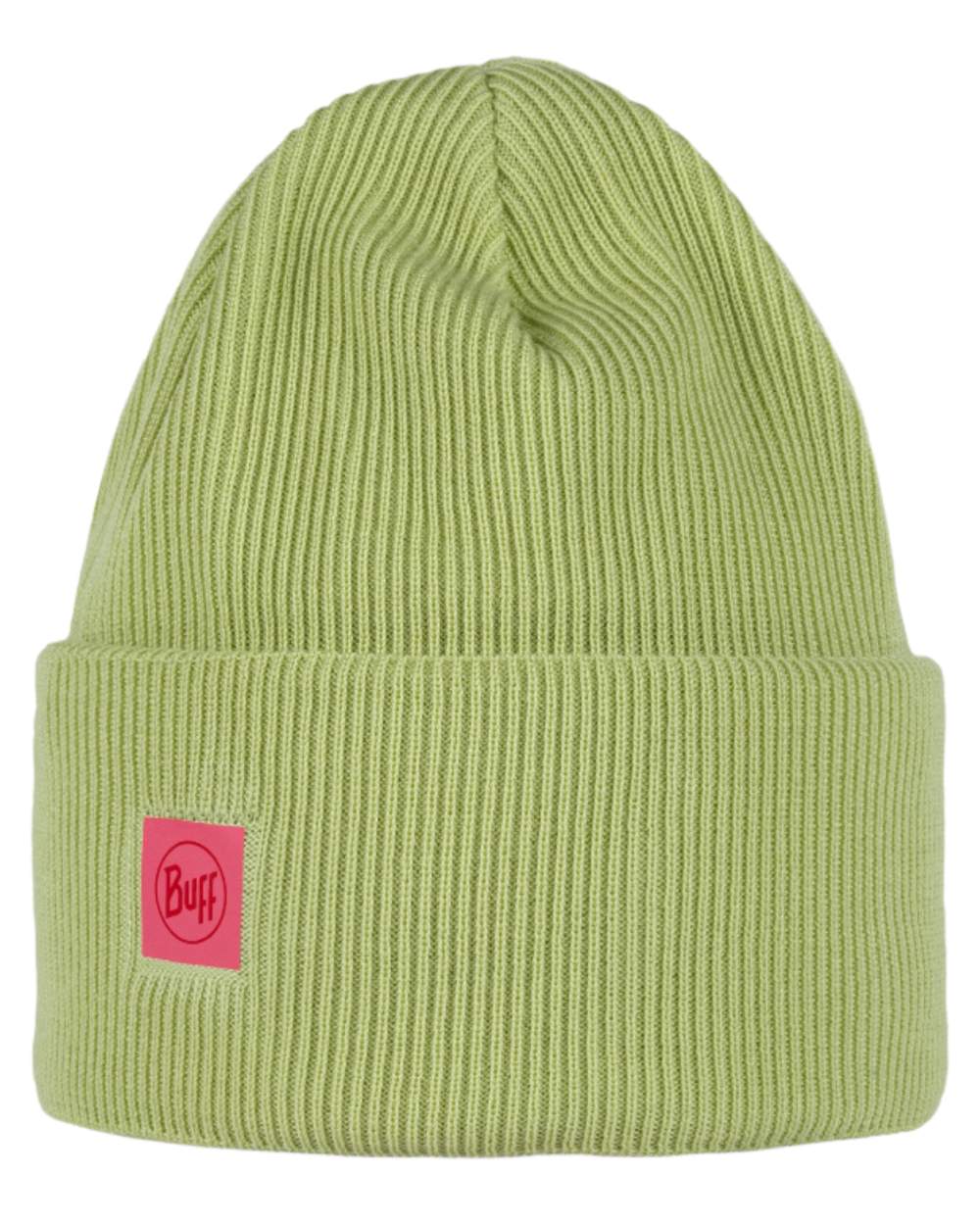 Sheen Yellow Coloured Buff CrossKnit Beanie on white background 