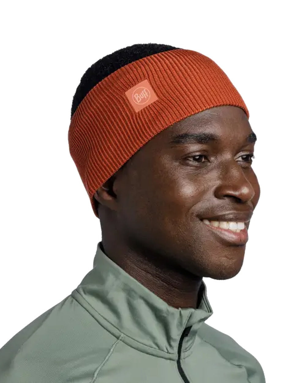 Cinnamon Coloured Buff CrossKnit Headband on white background 