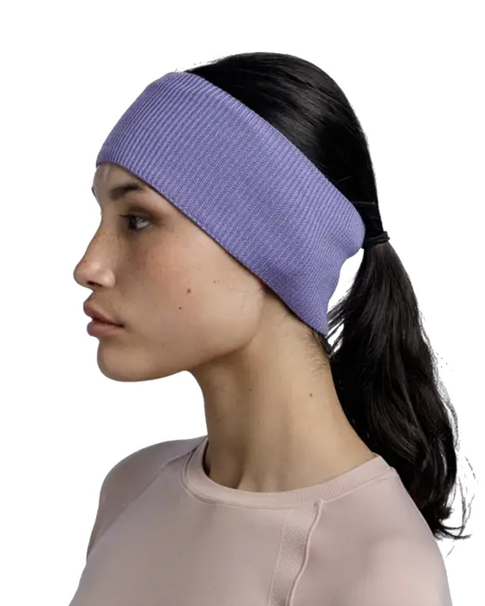 Iris Coloured Buff CrossKnit Headband on white background 