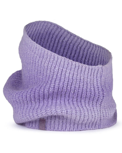 Lavender coloured Buff Datma Knitted Neckwarmer on white background 