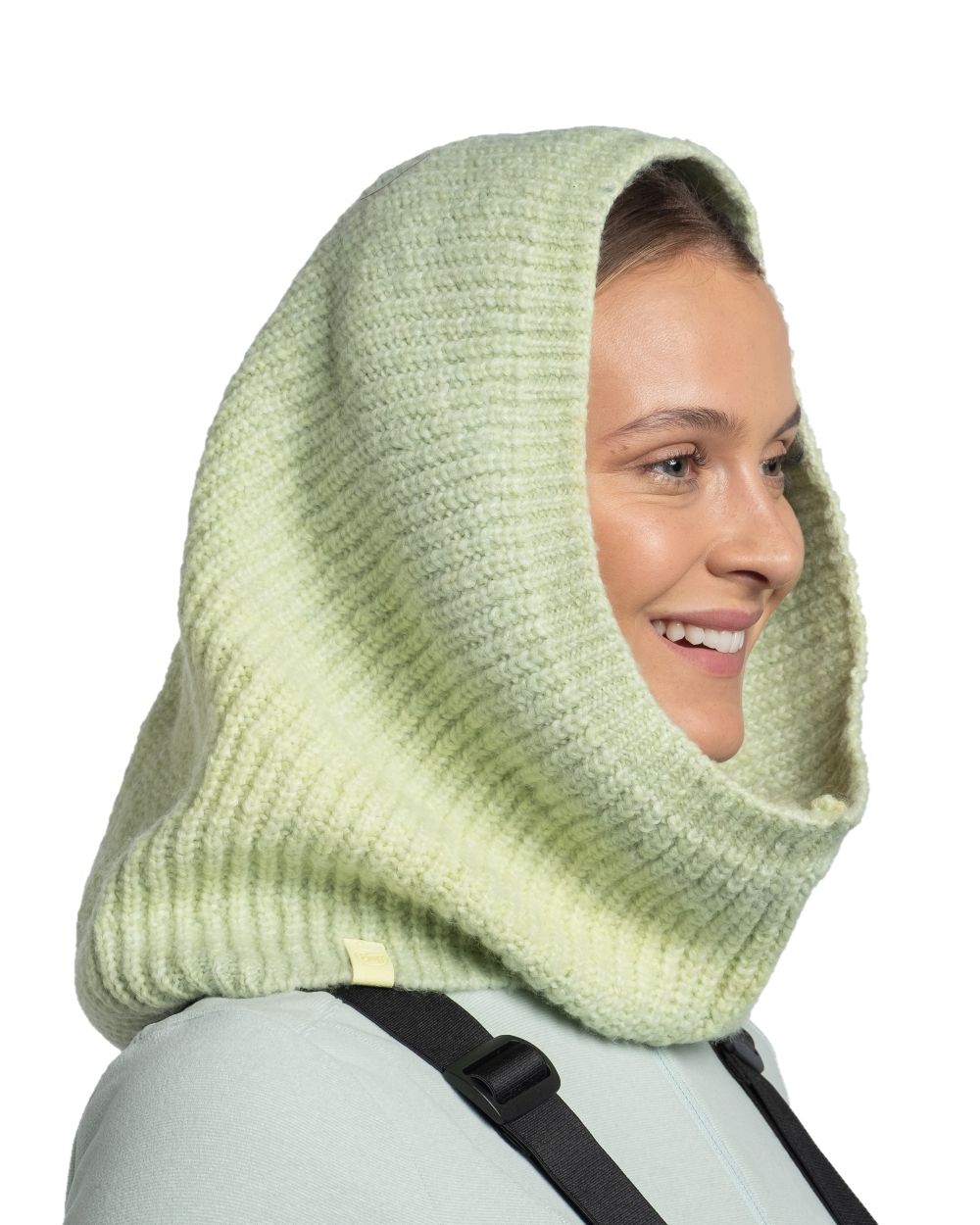 Opaline coloured Buff Datma Knitted Neckwarmer on white background 