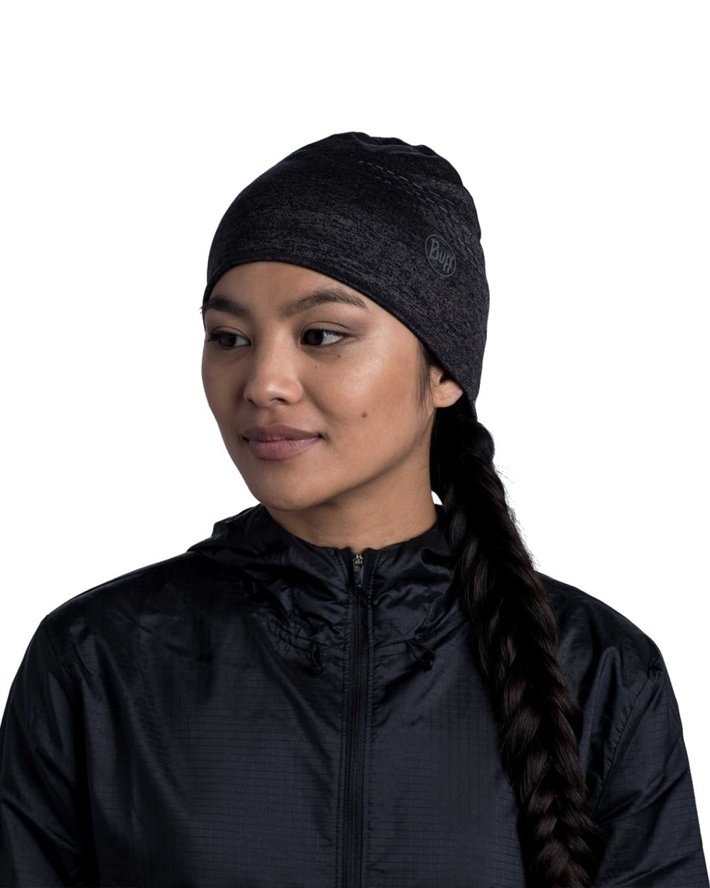 Black Coloured Buff DryFlx Beanie on white background 