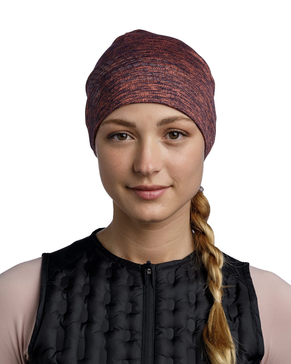 Cinnamon Coloured Buff DryFlx Beanie on white background 