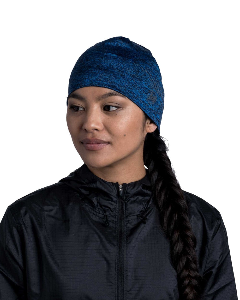 Solid Blue Coloured Buff DryFlx Beanie on white background 