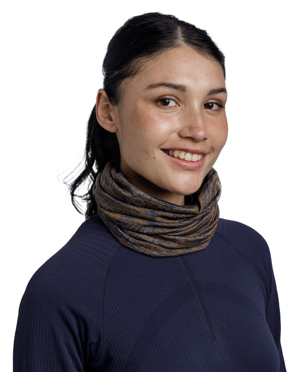 Brindle Brown Coloured Buff DryFlx Neck Gaiter on white background 